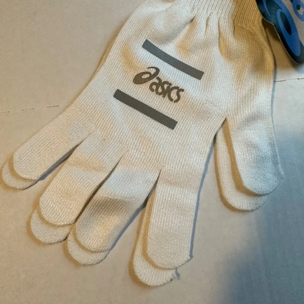 Asics Thermax Gloves Glove Liners Unisex M/L White Reflective Logo ZC755M-01 NWT